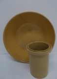 Yellow Ware bowl and stoneware wax sealing jar, possible Robert Arthurs