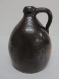 Unusual squat jug, brown, 8 1/2