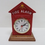 Fire Dept Quartz Collectible Alarm Clock, wood base, Macdonald 1992, 6