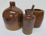 Stoneware lot, Hermann Jug, wax sealer jar and vase