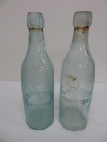 Two Rockford Ill blob top bottles, aqua, 9