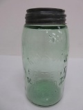 1858 Mason's Jar, apple green, quart, Tigner & Co, Xenia Ind