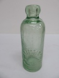 Green Hutchinson bottle, Wheeler & Angus Waukesha Wis, 6 3/4