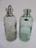 Two Chicago Hutchinson Bottles, clear and green, Henry Burkhardt and Najemnik & Vana