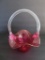 Cranberry Basket, Blown Applied Handle, 8 1/2