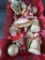 Christmas Lot of Vintage Ornaments in a Red Carrier