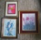 Three Framed Floral Pieces of Art