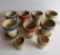 7 Rowe Pottery Pots with underplates, 4 1/2