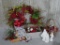 Christmas lot with ornaments, wreath and figurines