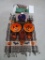 Halloween lot with lantern jars, metal bowls, rug and Dept 56 Animated Witch