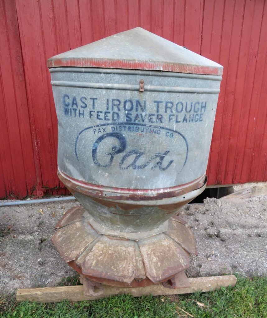 Large Pax Feeder Galvanized With Feed Saver Flange Rustic Farm