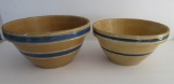 Two blue banded stoneware bowls, 8