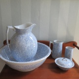 Pitcher and Bowl set with three accessory pieces