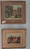 Two Pencil signed colored etchings