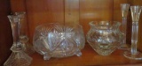 Crystal bowl, vase and candlesticks