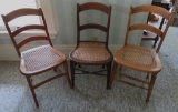 Three Cane Seat Ladderback Chairs