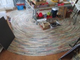 Large Chenille Type Braided Room Sized Multi-Color Oval Rug