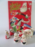 Christmas Lot of Figurines, Napkin Holder and Large Coloring Book