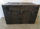 Painted Wooden Slat Flat Top Trunk