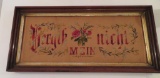 German Needlework on Paper Framed Art