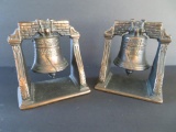 Bronze patina Liberty Bell bookends, 5