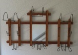 Oak wall mount Hat and Coat Rack with mirror