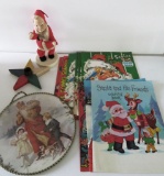 Christmas Lot, cloth Vintage Dancing Santa and coloring books