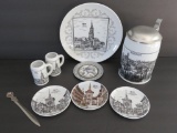 Eight pieces of Bern souvenir china