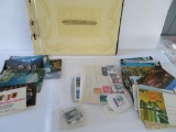 Over 225 Travel and Souvenir Postcards, most Forgein, and stamps