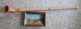 Swiss Alpine horn souvenir and 3D Chalet picture