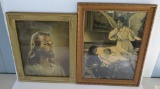 Vintage framed prints, Guardian Angel print and Jesus