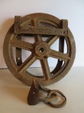 Metal wheel pulley, as found, 12