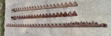 Three vintage sickle bar mower blades, two 63