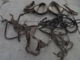 Horse leathers, horse collars, as found