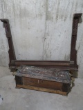 Wooden box and partial mirror frame with carving