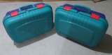 Two Rubbermaid storage boxes