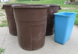 Four garbage cans, Rubbermaid, all are used