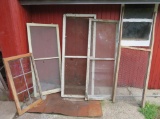 Old window screens and leaded window