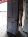 Four old wooden doors, recessdc panels, painted, some vintage door knobs