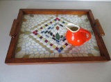 Mid Century Modern Style tiled tray and creamer
