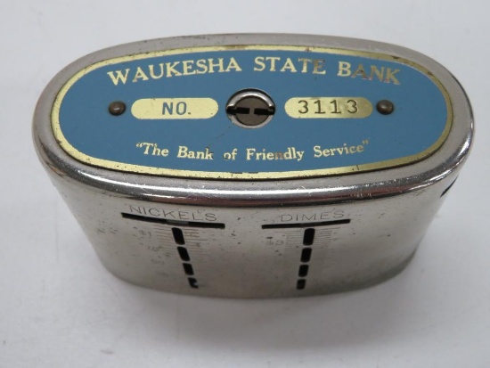 Waukesha State Bank Traveling Teller Automatic Recording Oval Bank