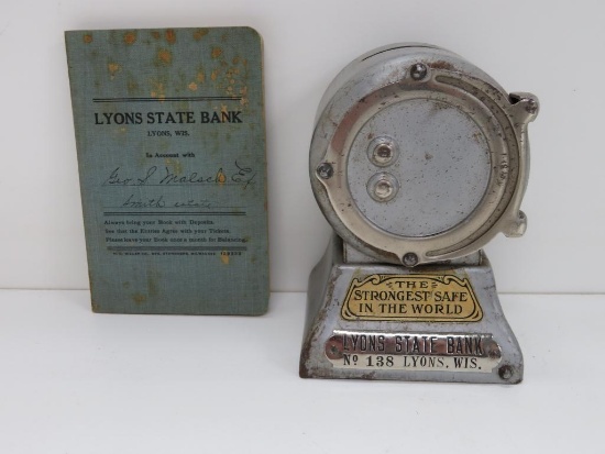 Lyons State Bank Strongest Safe in the World No. 138 Bank & Lyons State Bank Book