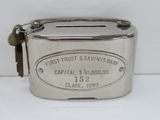 First Trust & Savings Bank, Clare, Iowa, Oval Bank with Key
