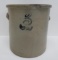 3 Gallon Cobalt Salt Glaze Crock with wooden lid