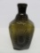 Dark olive green starburst flask, open pontil, 7 1/2