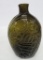 Cornucopia Urn flask, olive green, open pontil, 6 1/2