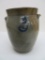 Salt Glaze 3 Gallon Jar, script 3, molded handles, 12 1/2