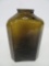 E Roome Troy New York snuff bottle, c 1840-1860, yellow olive green, 4 1/2