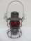 Adlake Rock Island railroad lantern, ruby globe, etched and embossed, 9