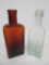 Glover Imperial Distemper Remedy, amber and CA Morrison, aqua open pontil bottles, 5